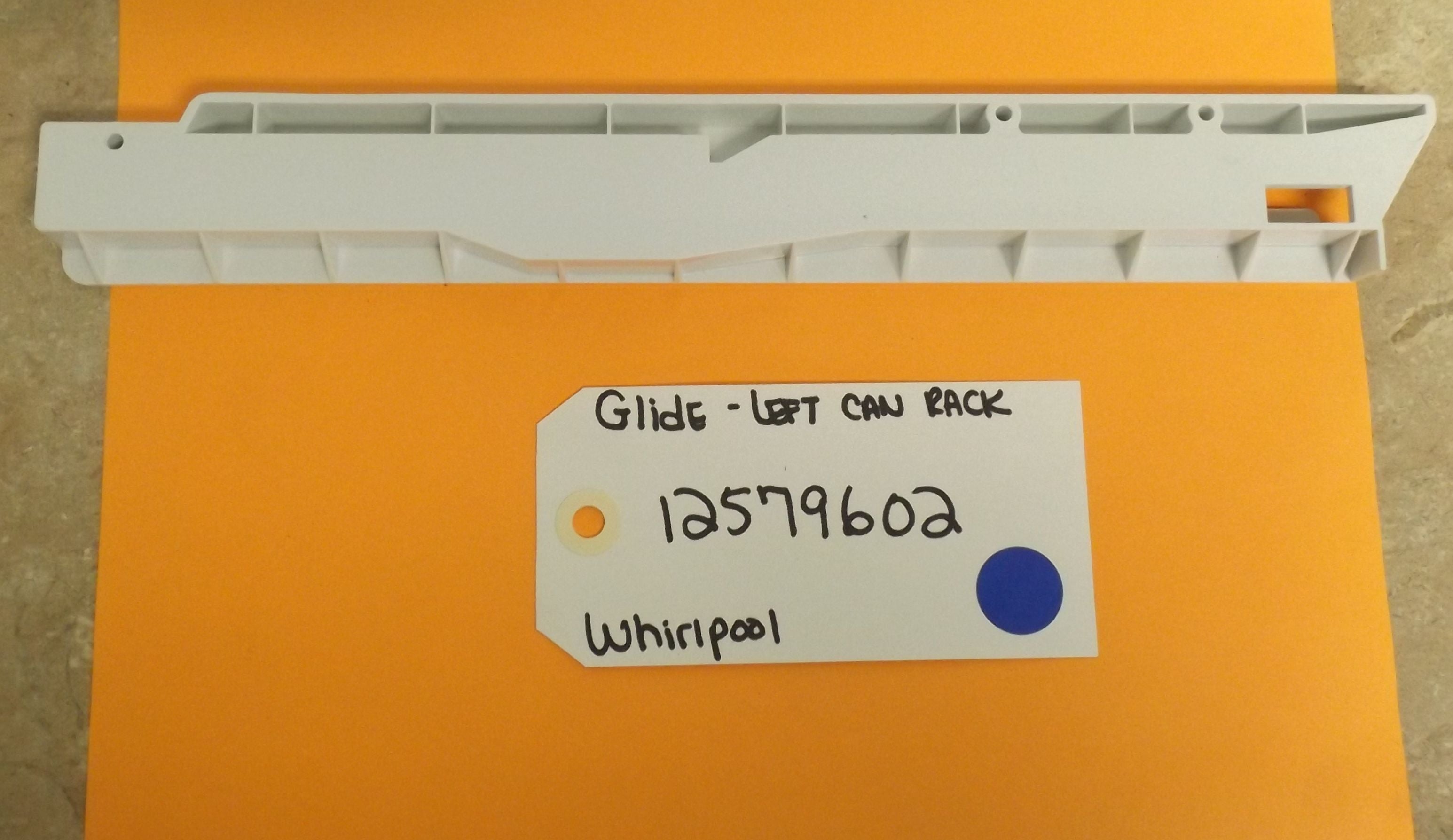 WHIRLPOOL REFRIGERATOR 12579602 GLIDE, LEFT CAN RACK(NEW) WHIRLPOOL REFRIGERATOR 12579602 GLIDE, LEFT CAN RACK(NEW)